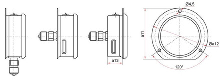 Манометр Росма тип ТМ серии 20 виброустойчивый промышленный. Исполнение с фланцем (Ø63 мм). Размеры